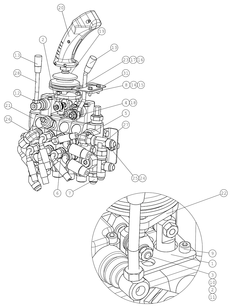 PIN, CONTROL LEVERS